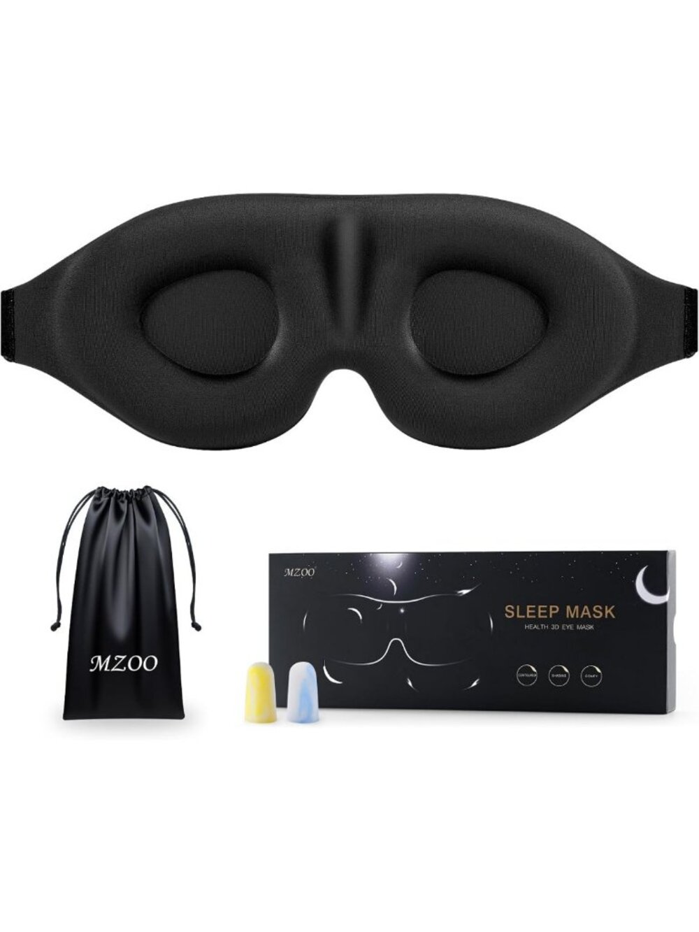 Luxury 3D Contoured Sleep Mask | Light Blocking, Adjustable, Breathable for